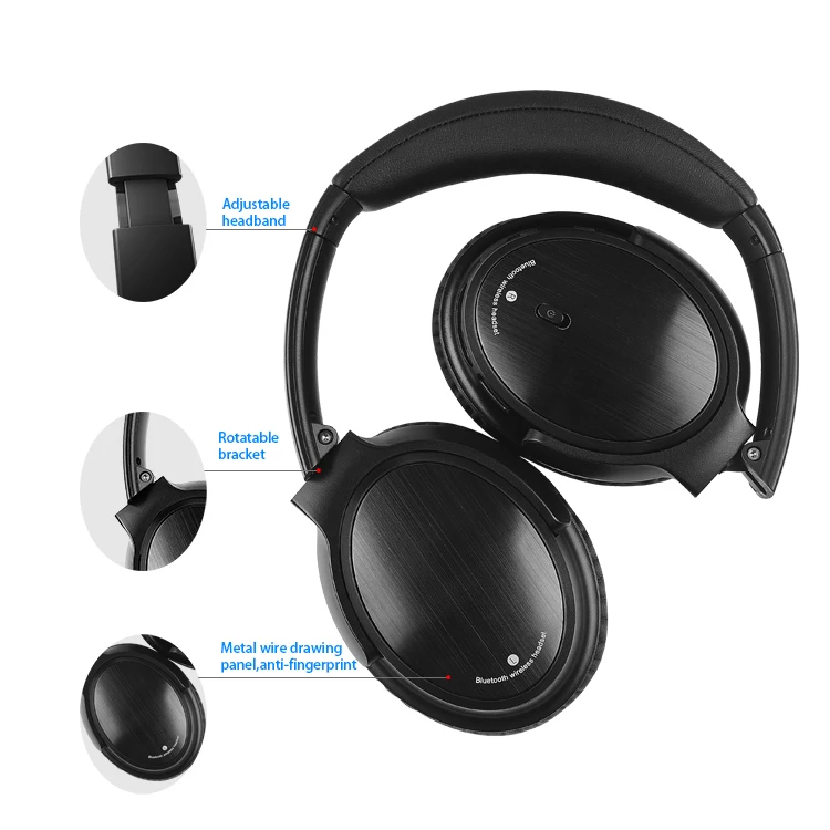 Active Noise Cancelling Deep Bass Earphone Headphone Wireless Bluetooth for Computer