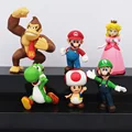 6pcs set Super Mario Bro Mario Luigi Yoshi donkey kong Toad Peach Princess Peach PVC Action