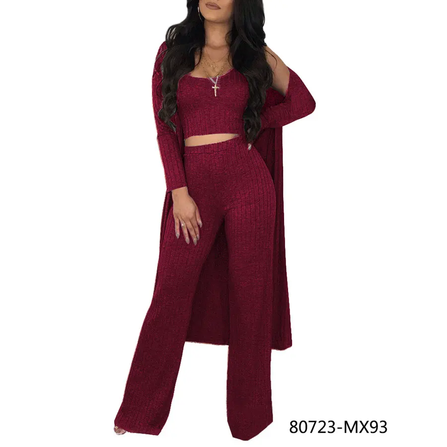 80723-MX93 New arrival o-neck bodycon three pieces autumn jumpsuit