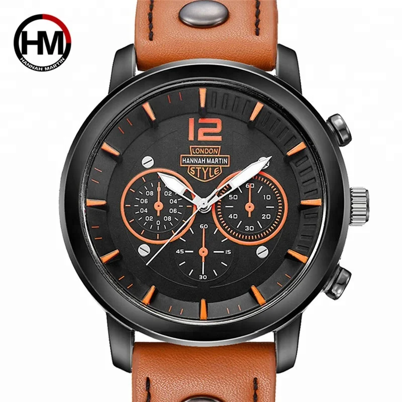 

Hannah Martin Fashion Watches Men Leather Casual Watch Waterproof Military Relogio Masculino Sport Men Wristwatch, 5 colors