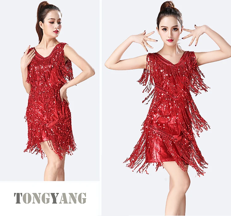 Tongyang Hot Selling High Quality Tassel Latin Dance Dress Fringe Latin ...