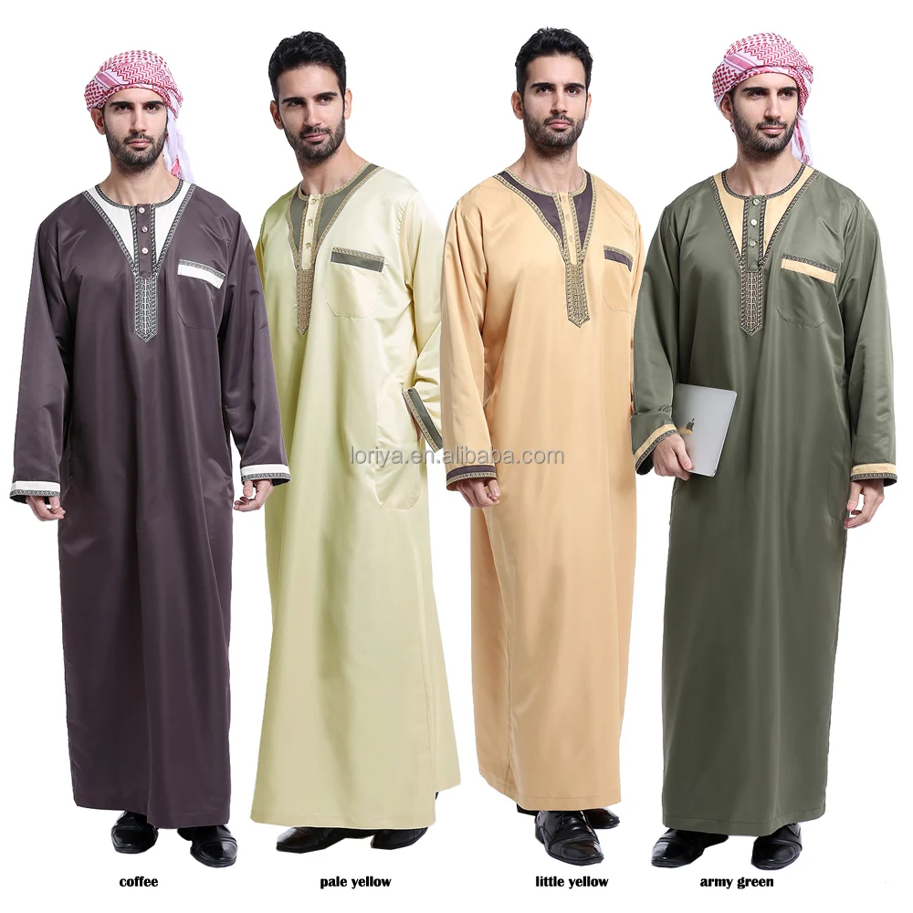 

Muslim jubah fashionable men's abaya men abaya islamic clothing, Coffee;beige;light yellow;army green