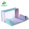 custom OEM logo small matte cute blue and white strips and pink polka dot printing gift packing folding box for shipping