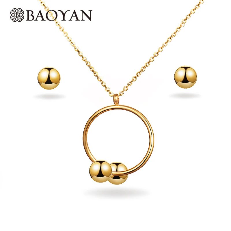 

BAOYAN Fashion Gold/Silver Plated Stainless Steel Ball Jewelry Set