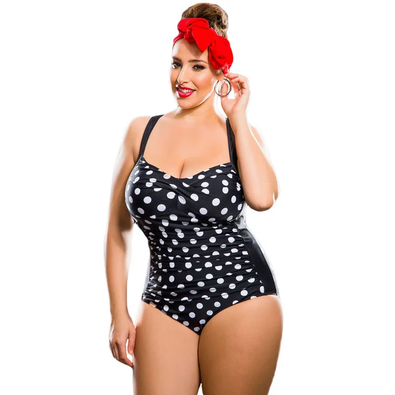 

Plus Size Black White Polka Dot Sexy Girl Bikini