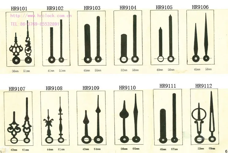 Designer Clock Parts For Mechanism Quartz Clock Movement Clock Pointer