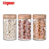 Glass Storage Jar Amazon Hot Sale Glass Jar with Bamboo Wood Lid / Wide Mouth Sealed Jar for Food Storage