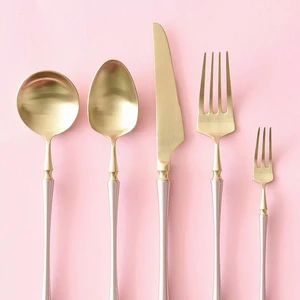 Image of gold cutlery set 18/10 stainless steel