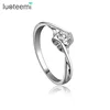 LUOTEEMI Latest 925 Sterling Silver Cubic Zirconia Diamond Unique Heart Hollow Design Eternity Love Engagement Rings