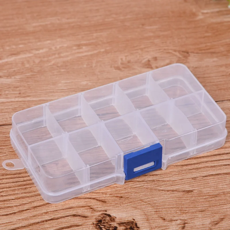 

10 Grids Adjustable Transparent Plastic Storage Box for Small Component Jewelry Tool Box Bead Pills Organizer Nail Art Tip Case
