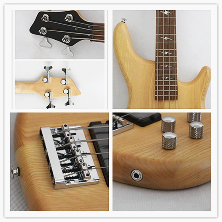 Hot Sale Elm Wood Body Electric Bass Guitar Technical Wood Fingerboard