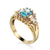 High Quality Wholesale Blue Diamond Rhinestone Ring Bridal Gold Plated Zircon Wedding Ring For Women