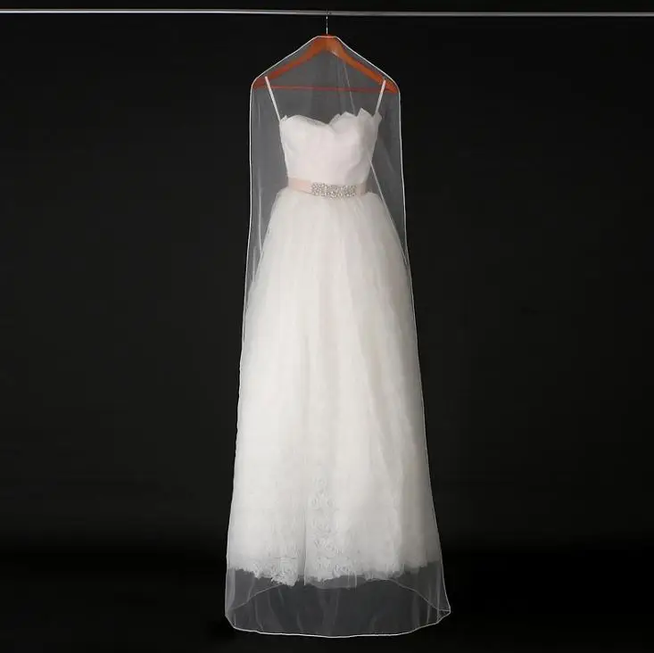 

160cm 180cm Transparent Wedding Dress Dust Cover Soft Tulle Garment Bags Bridal Gown Scratch Resistant Net Yarn Bag, White