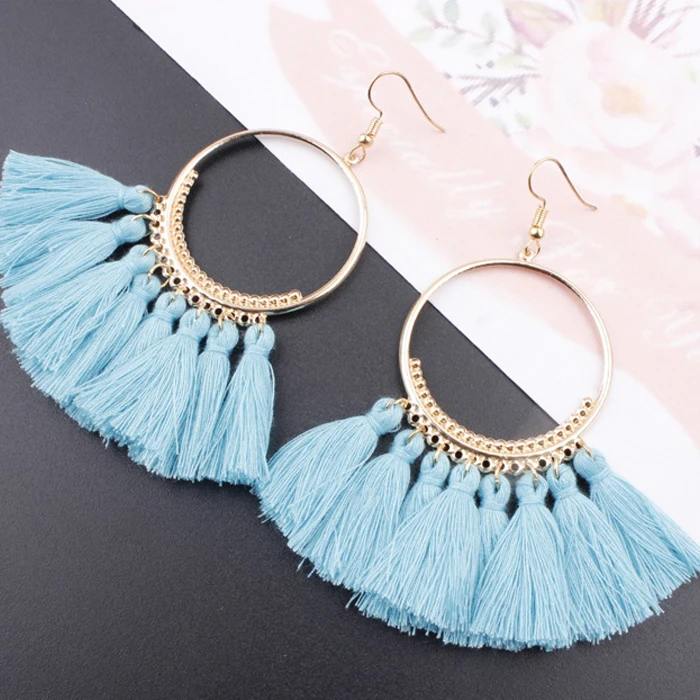 

Wholesale New Design Fashion Women Accessories Boho Tassel Earrings, Picture
