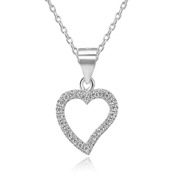 

POLIVA Wholesale 925 Sterling Silver Jewelry Cubic Zirconia Simulated Diamond Forever Love Heart Pendant, White gold