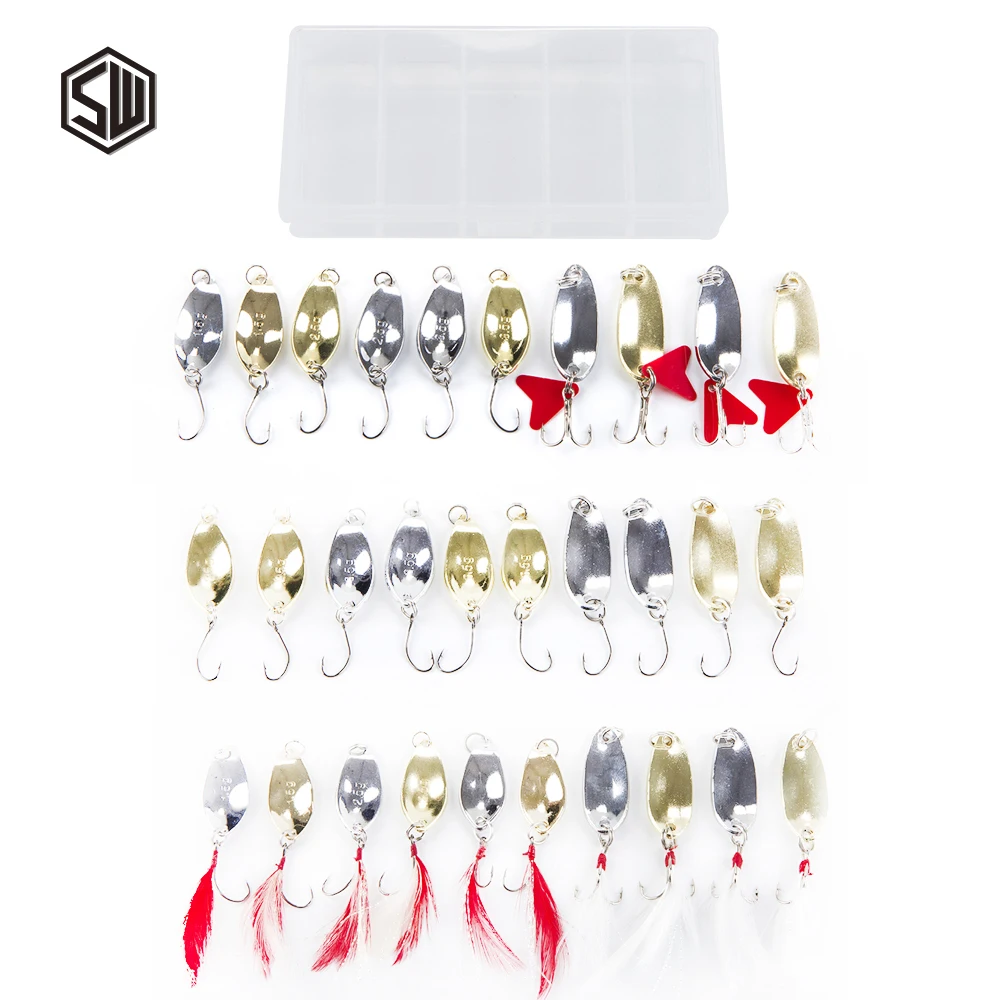 

SW Metal spoon lure spinner bait lure kit mixed fishing lure set, Vavious colors