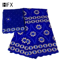 

HFX Newest Getzner Bazin Riche 2019 Swiss Lace 7 Yards Wholesale Royal Blue French Cotton Voile Fabric