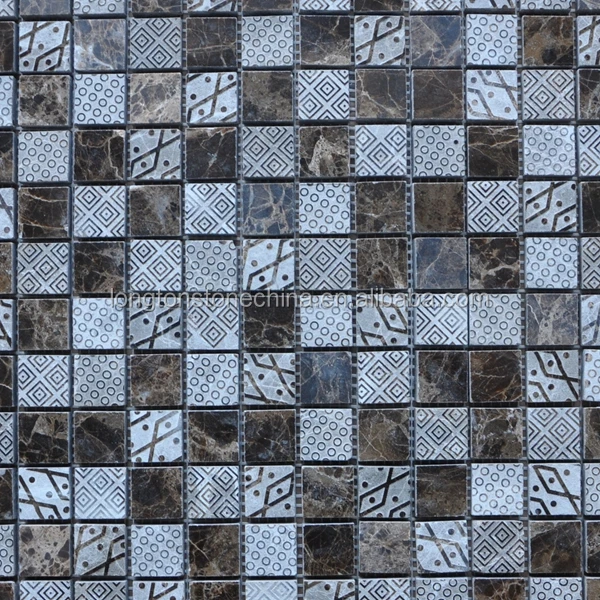 1x1 Inch Dark Emperador Texture Mosaic Tile Marble Backsplash