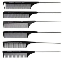 

Durable Salon comb high heat resistant carbon hairbrush comb baber rat tail hair comb manufacturer