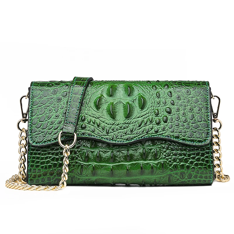 

European and American fashion alligator purse square bag 2022 new retro crocodile shoulder fashion chain Messenger Bag SLS1828