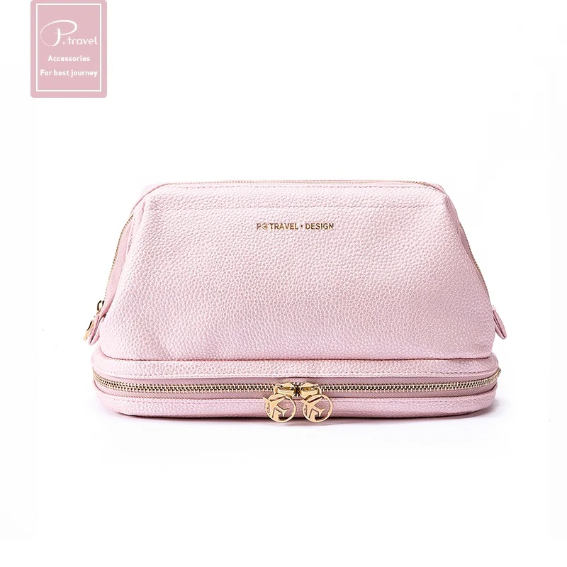 

P.Travel New Pattern Waterproof Pu Leather Women Travel Makeup Cosmetic Toiletry Makeup Kit pouch, Gray