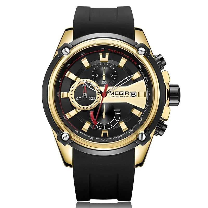 

Megir Watch Sport Watch Men Waterproof Black Silicone Sport Watches Men Deportivo Luminous Army Man Watches 2018 Luxury Brand