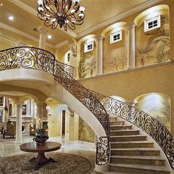 Tradition And Modern Wrought Iron Stair Railing Curved Stone Staircase - Buy Wrought Iron Spiral 