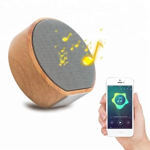 free shipping mini round wood outdoor portable bluetooth bass wireless speaker