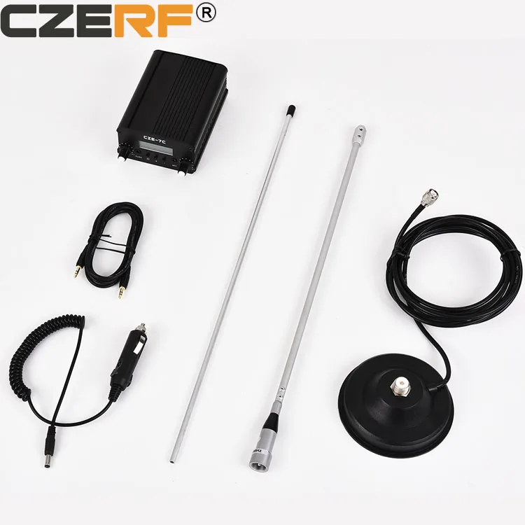 

CZE-7C 1W/7W wireless Stereo PLL FM broadcast for radio station can be immediately send out information, Black