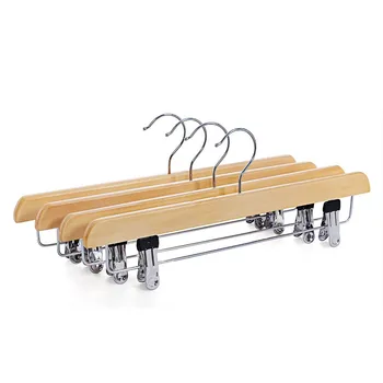 Inspring Straight Wooden Clothes Hanger With Grip Clips - High ...