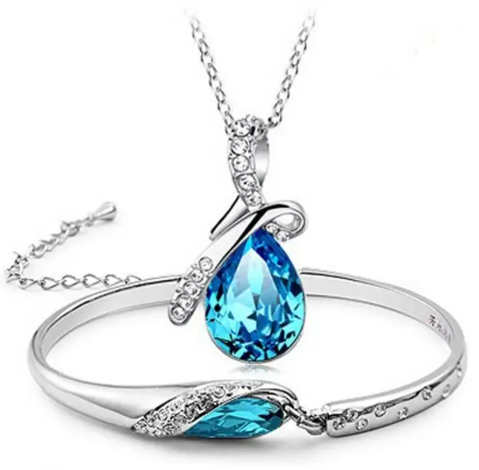 

New arrival Angel Tears Austrian Crystal Necklace & bangle Set Fashion Jewelry set free shipping