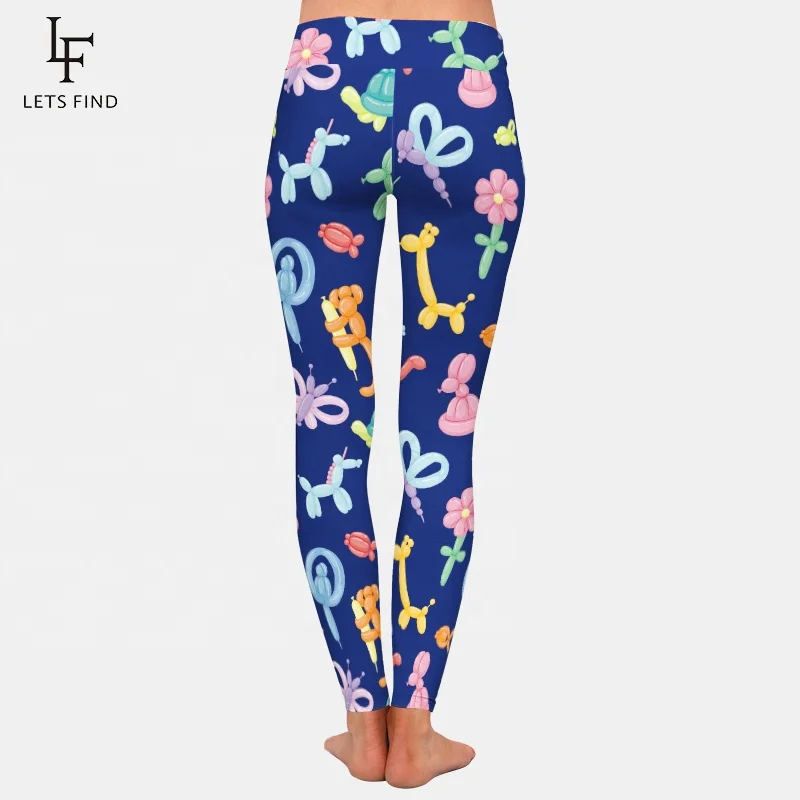 High waist leggings custom balloon printed leggings for women yoga pants double side brushed milk silk leggings