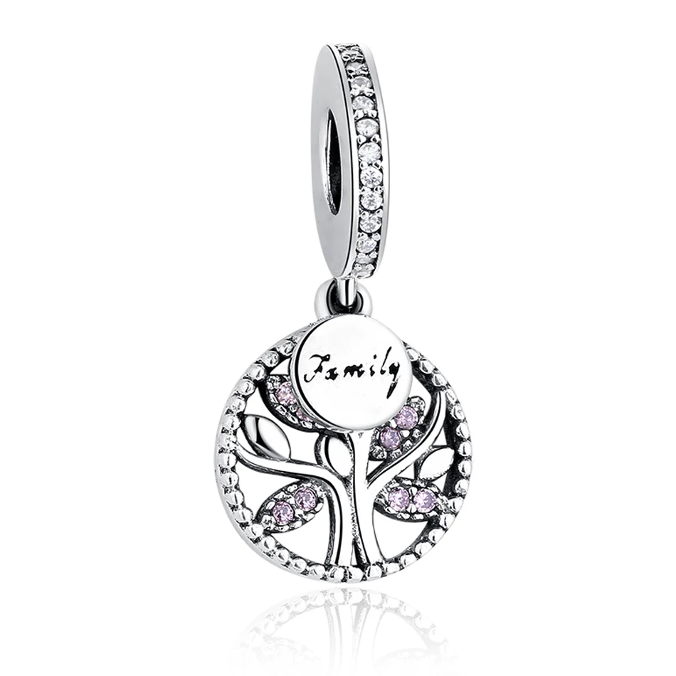 

Original 925 Sterling Silver Crystal Charms Family Tree Pendant CZ Charm for Snake Bracelets Making Silver Jewelry