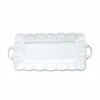 White Ceramic Rectangular Serving Tray with Handles