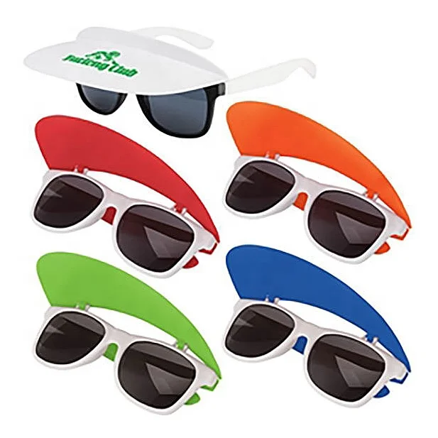 Summer children plastic UV 400 protective black lenses folding multi-function colorful eye-shade sun visor cap sunglasses 2019