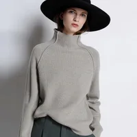 

New arrival England stylish elegant ladies casual thick pullover sweaters high collar outwear Christmas jumper women sweaters