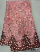 

embroidered with crystals tulle fabrics high quality nigerian pure stones fabric french lace applique flowers embroidery wedding