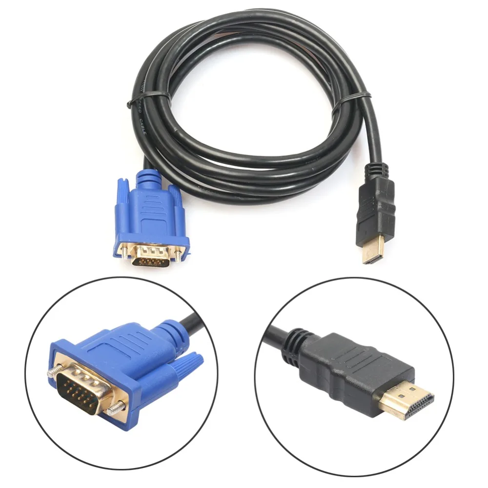 

High Quality 1080P Gold Male To VGA HD Male 15Pin Adapter Converter Cable for High-definition DVD Players HDTV Receivers