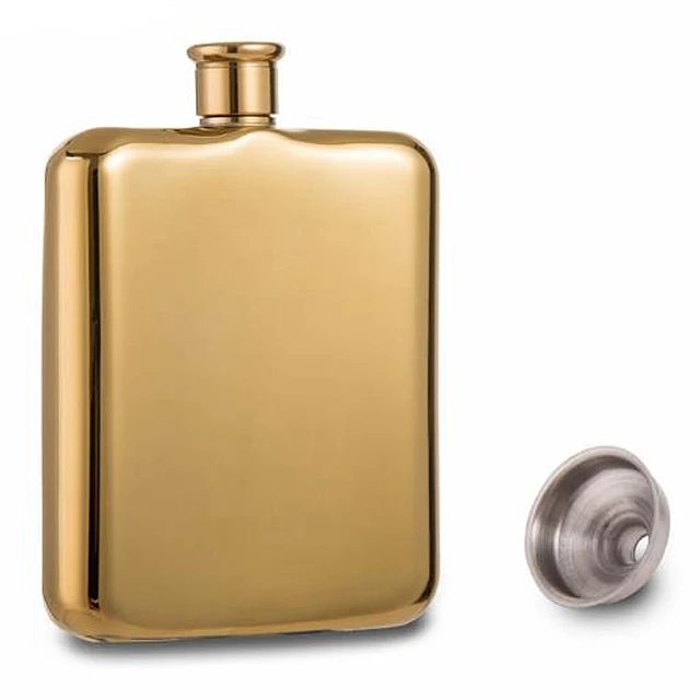 

High quality gold color 304 stainless steel mirror finished 6oz hip flask