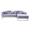 Nordic Home Furniture Metal Base Modular Corner Sofa Silver Grey Modern Velvet Sectional Couch