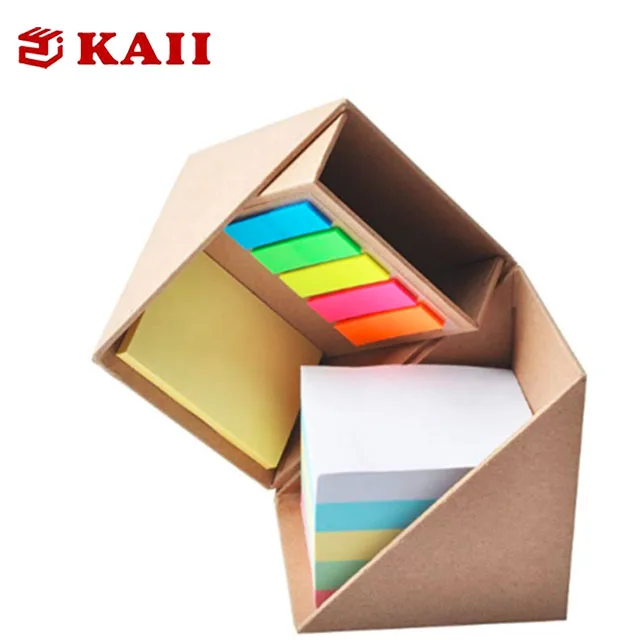 Promotional Gifts Sticky Note Memo Cube In Kraft Paper Box With Pen