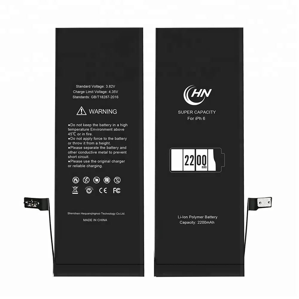 

China Factory Customized 2200mAh High Capacity Phone 6 Replacement For iphone 6, Black