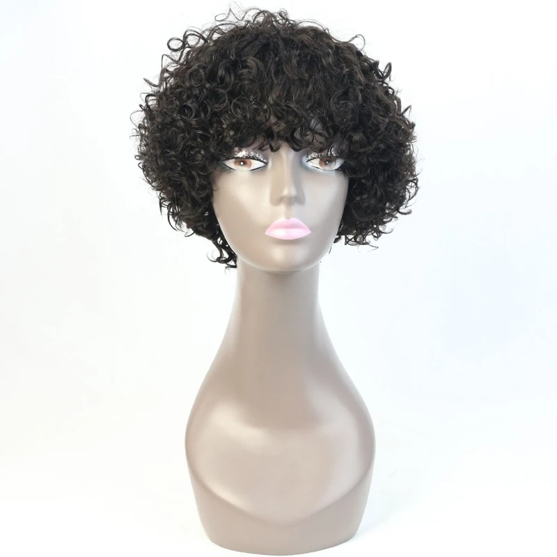 

2016 fashion for black women cheap afro curl 150 density 100% human hair non lace wig