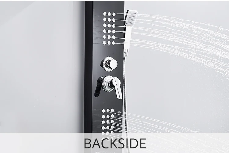 Fapully Bathroom Shower Panel Parts Black Titanium Bathroom Stainless Steel Shower Panel