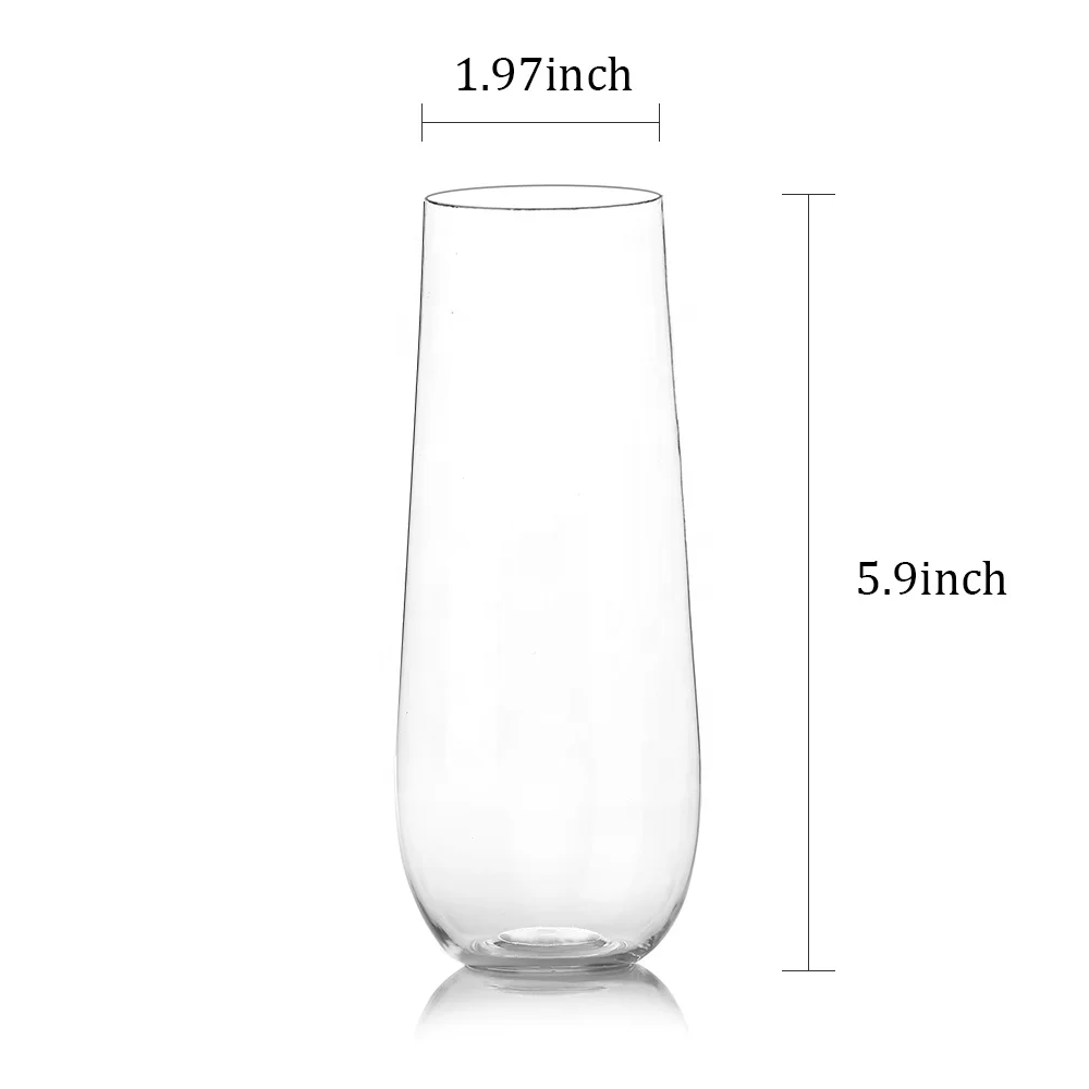 Custom Plastic Goblet Stemless Wine Glass Polycarbonate Champagne Flute