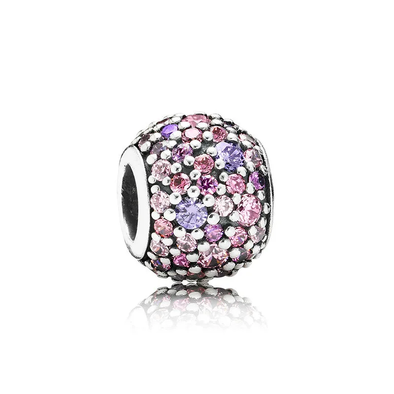 

Kailefu 925 Silver Pave Lights Charm Multi-Colored CZ Bead 791261ACZMX