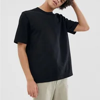 

Wholesale Custom Cheap Mens loose fit black thick cotton t shirt