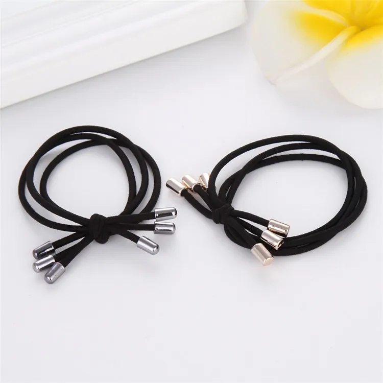 Classic Style Black Color Rope Elastic Hair Ties Thick Hairbands