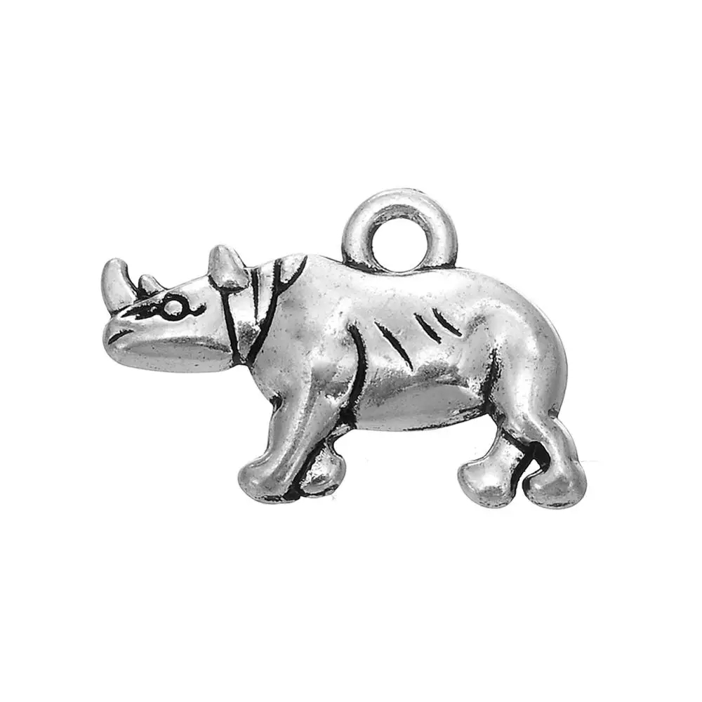 

nickel free fashion alloy silver rhino shape necklace pendant