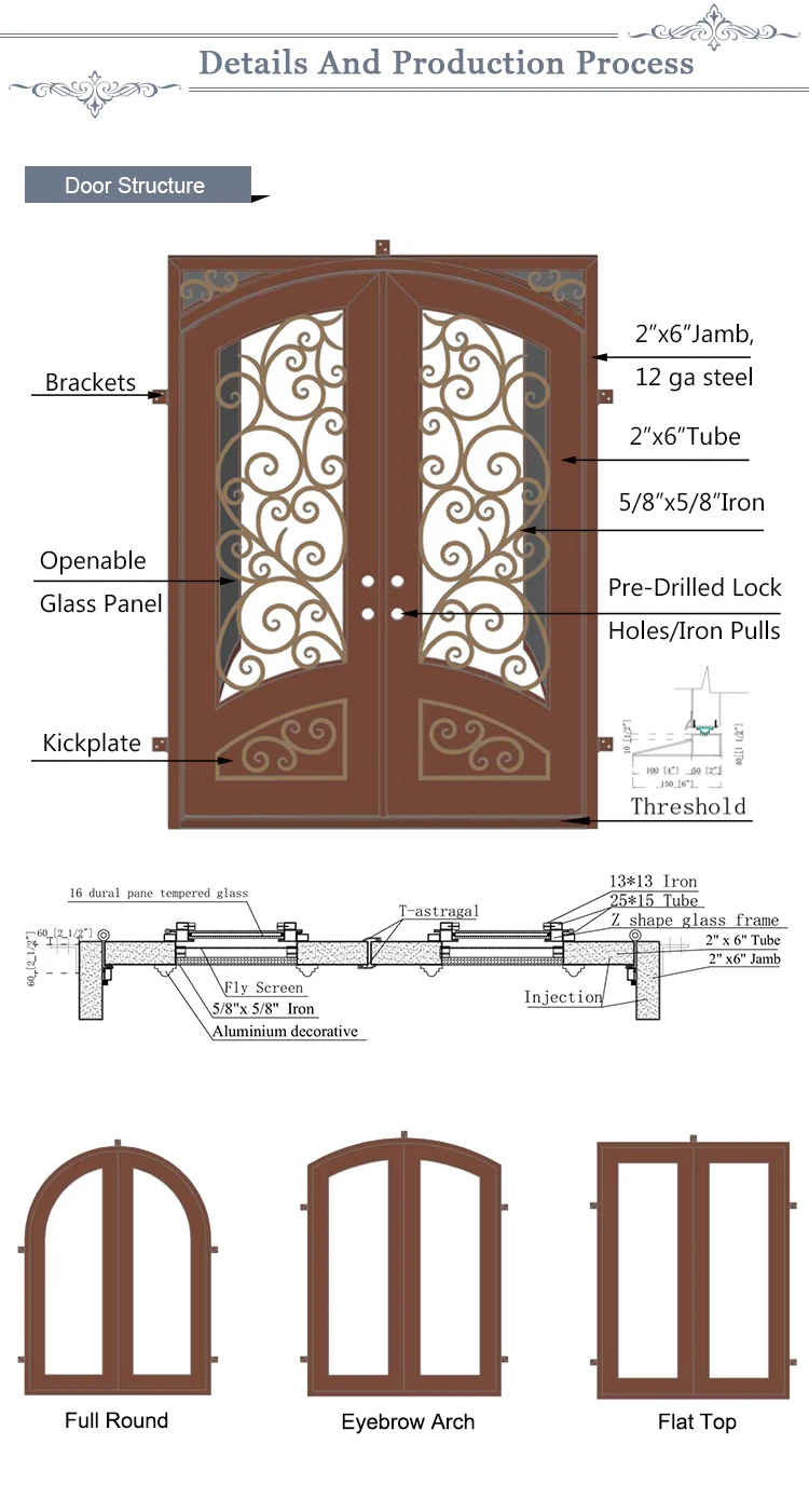 Wholesale unique metal french door interior glass door for bedroom